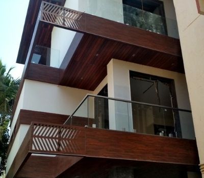 Ventilated Pergola and Facade done by Laser cut HPL Boards