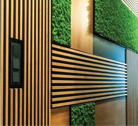 Vertical wall with WPC wall cladding and PVC boards