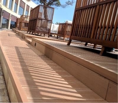 Decking and gates done using WPC material with the right trims